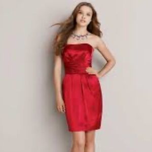 NWT David’s Bridal Mini Dress Strapeless or not Pockets Cherry red Sz 8
